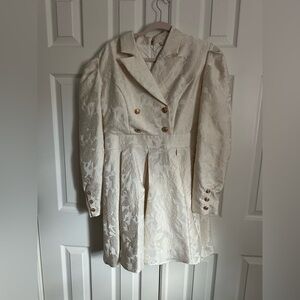 Flossy by Freddy Eloise Dress - Ivory Floral Jacquard Double-Breasted Dress